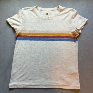 Madewell Hi-Fi Shrunken Tee in Placed Stripe Small Style #L2820 preppy retro